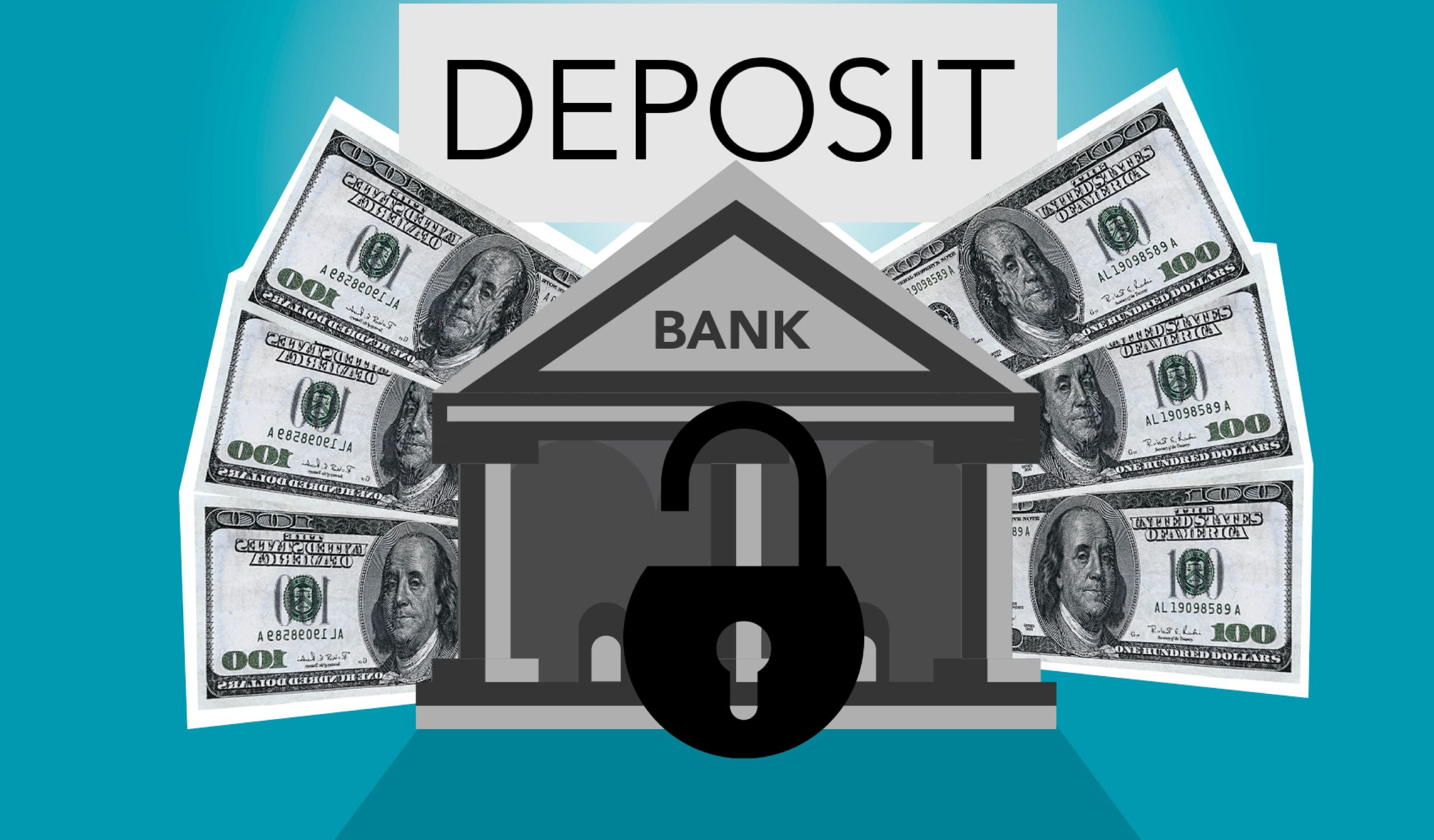 Illustration coffre-fort avec argent et depot bancaire